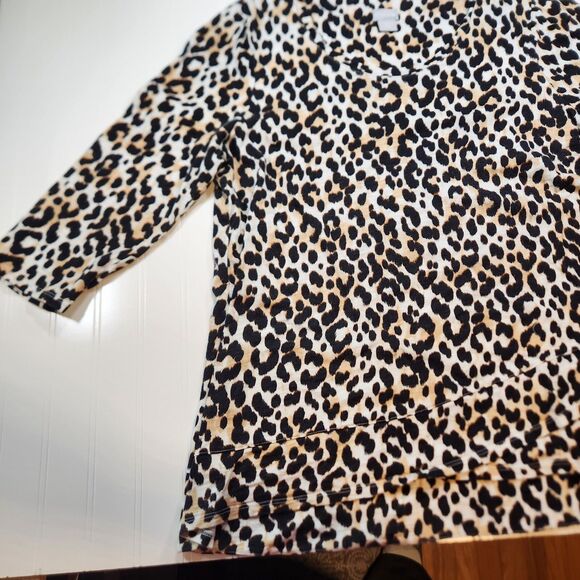 Chicos Xl Animal Print Brown 3/4  Sleeve Blouse - Picture 2 of 11